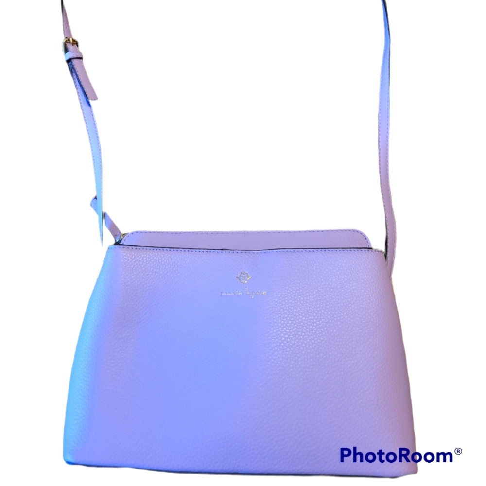 Nanette Lepore, purse, Light purple, floral inside, Long shoulder strap, 10 in